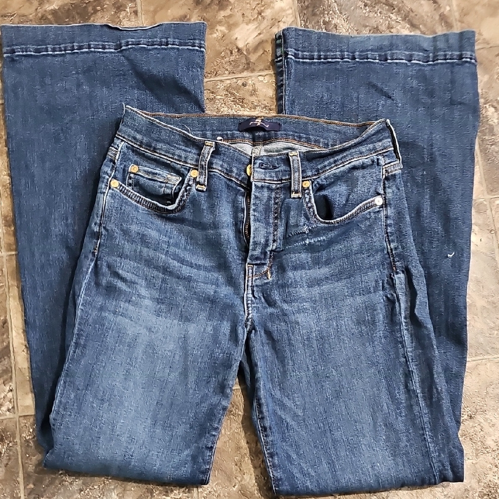 7 For All Mankind Dark Blue Flare Leg Jeans Size 27